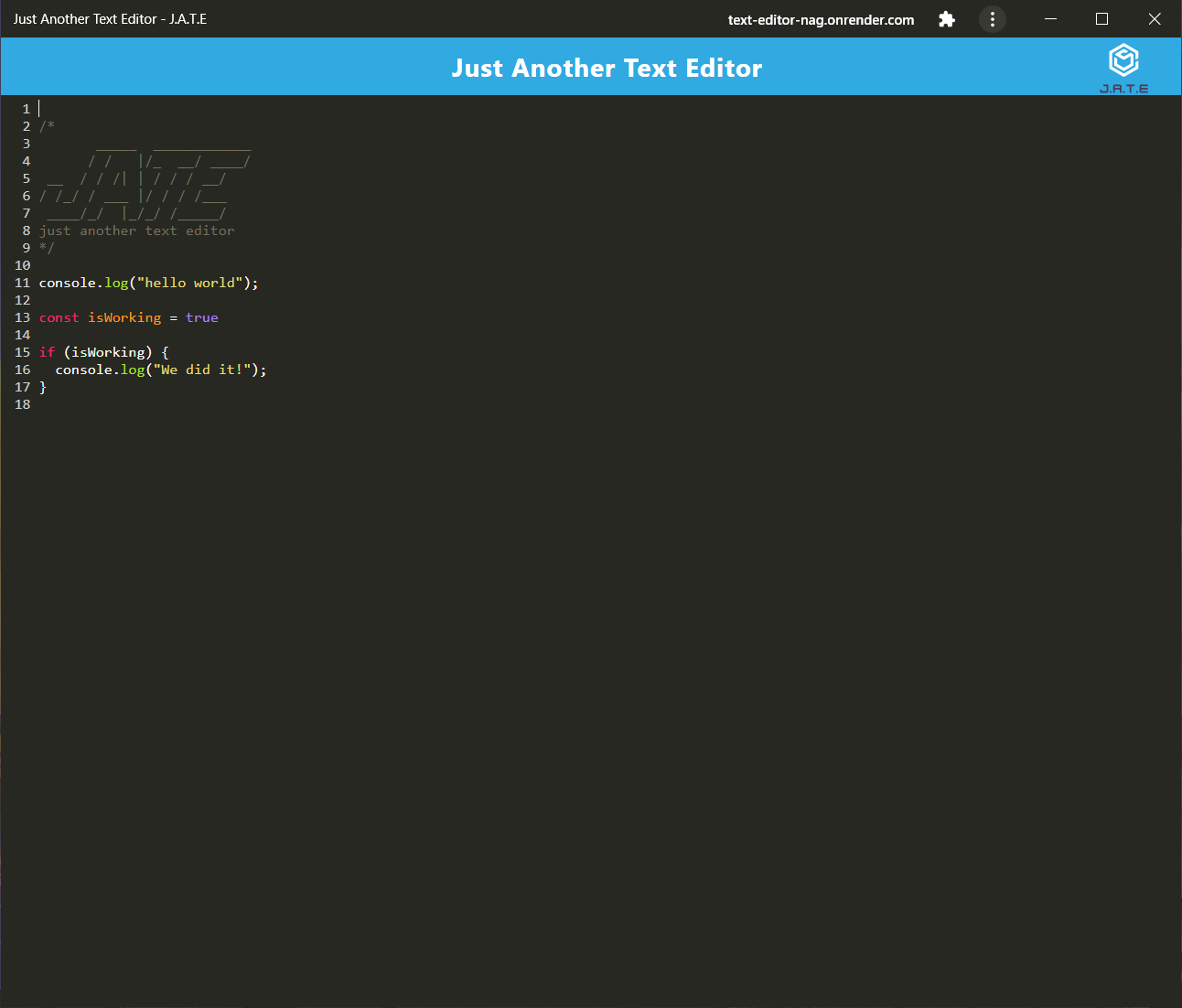 progressive web app of Just Another Text Editor